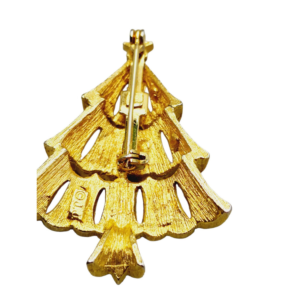 Vintage Signed JJ Christmas Tree Brooch (A1331)
