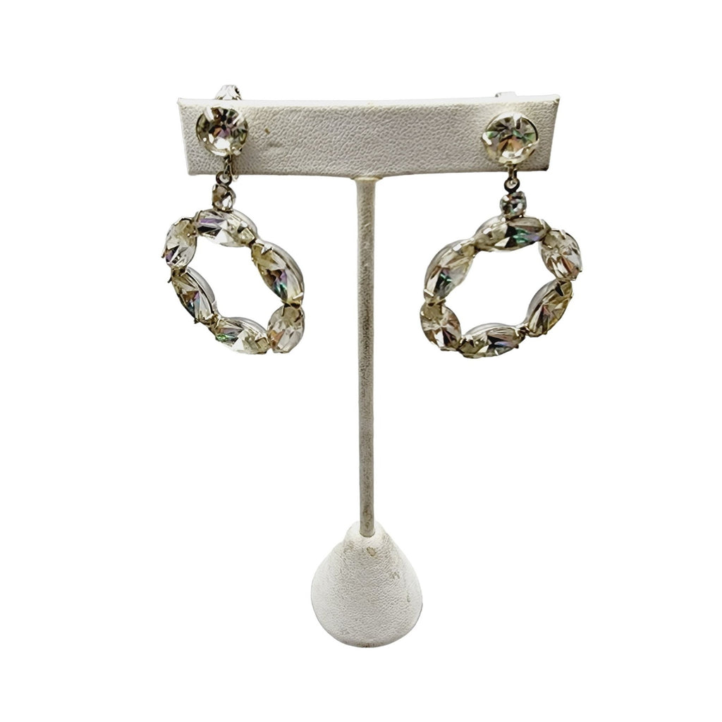 Vintage Beautiful Rhinestone Hoops Earrings (A1449)