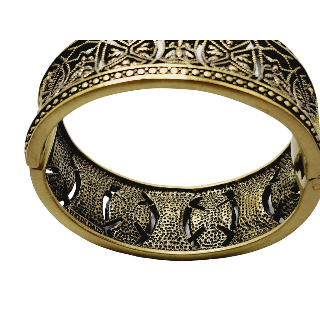 Vintage Signed Heidi Daus Filigree Rhinestone Bangle Bracelet