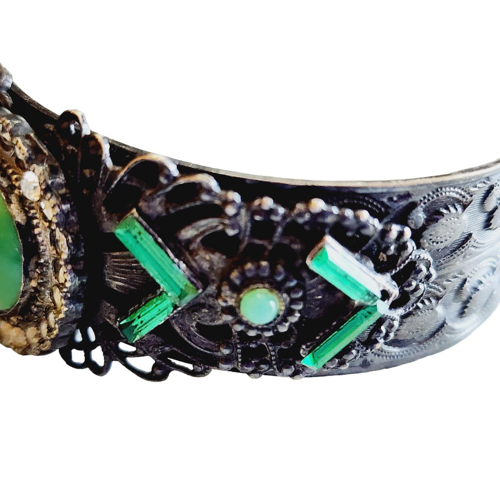 Antique Czech Painted Porcelain Cuff Bracelet