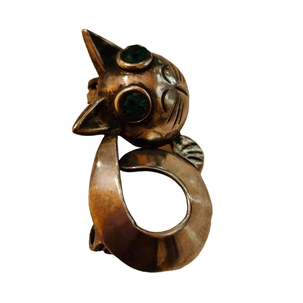 Vintage Signed Arra Mexico Sterling Cat Brooch