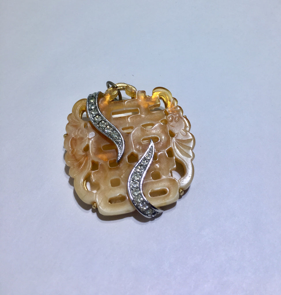 Vintage Kenneth Jay Lane Resin Crystal Pin Pendant - Sugar NY