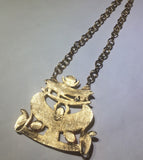 Vintage Egyptian Revival gold colored scarab chain necklace - Sugar NY