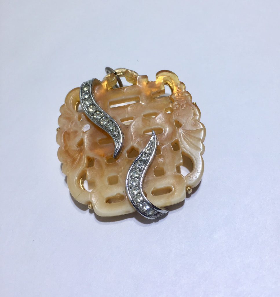 Vintage Kenneth Jay Lane Resin Crystal Pin Pendant - Sugar NY