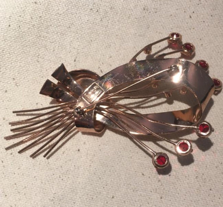 Vintage Corocraft Sterling Silver Red Stone Brooch Pin - Sugar NY