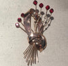 Vintage Corocraft Sterling Silver Red Stone Brooch Pin - Sugar NY