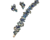 Vintage blue gray leaf bracelet & earring set - Sugar NY
