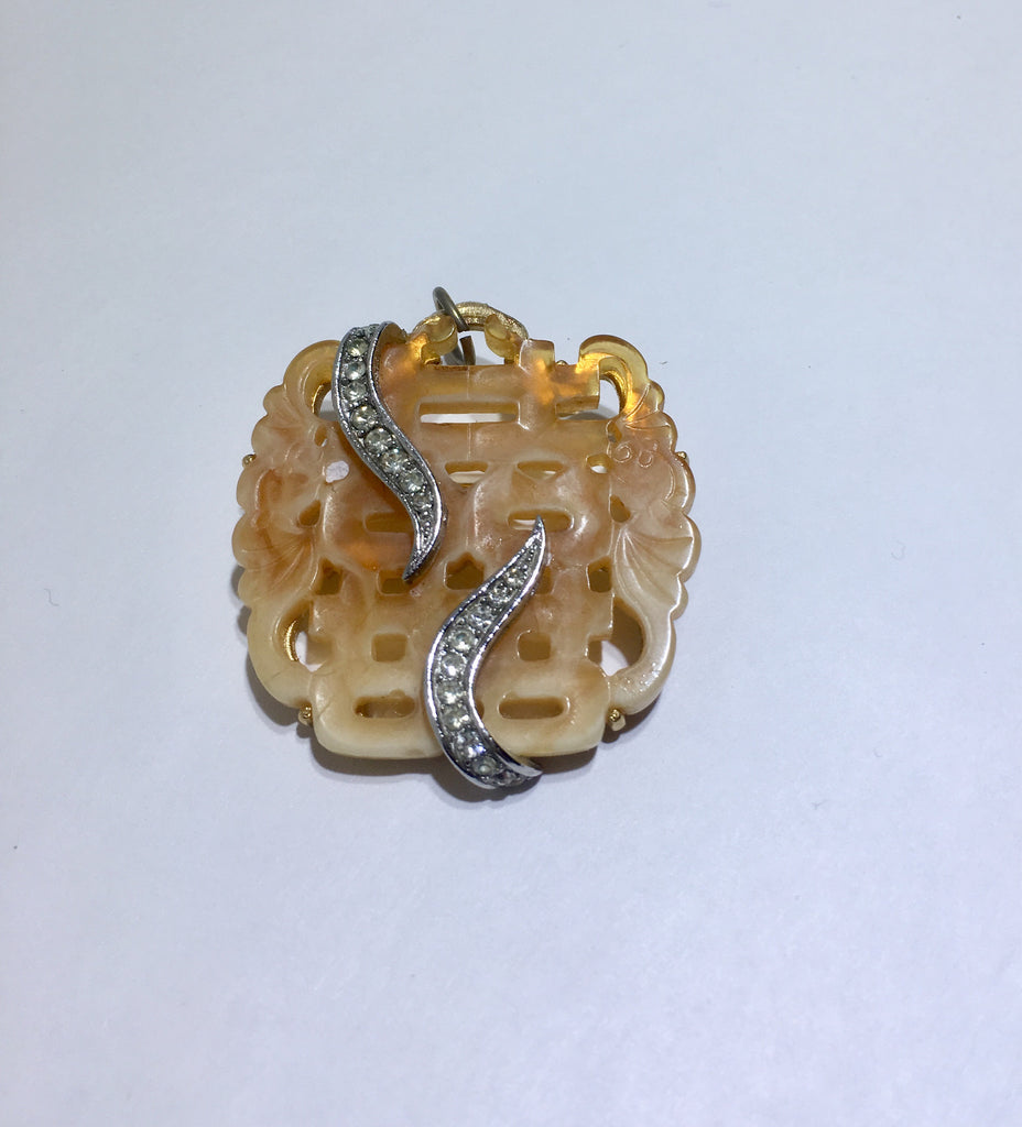 Vintage Kenneth Jay Lane Resin Crystal Pin Pendant - Sugar NY