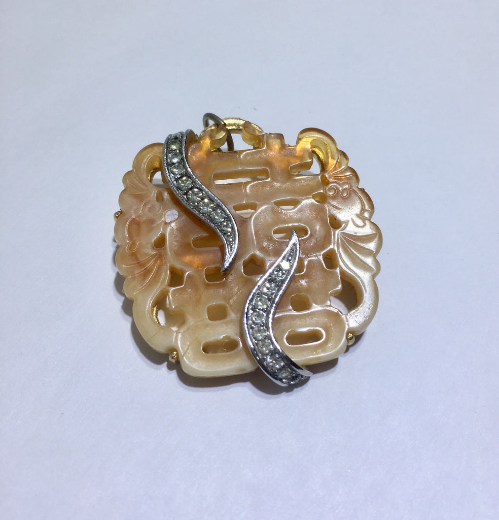 Vintage Kenneth Jay Lane Resin Crystal Pin Pendant - Sugar NY