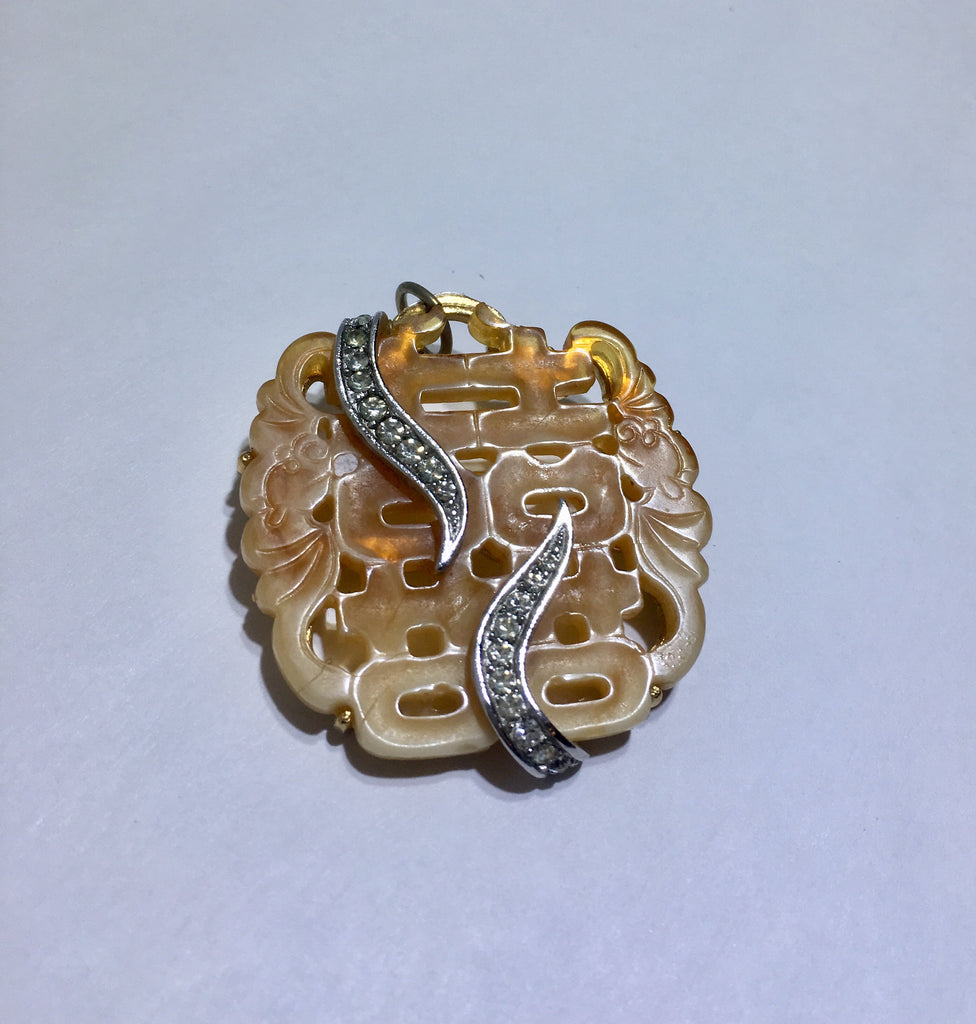 Vintage Kenneth Jay Lane Resin Crystal Pin Pendant - Sugar NY