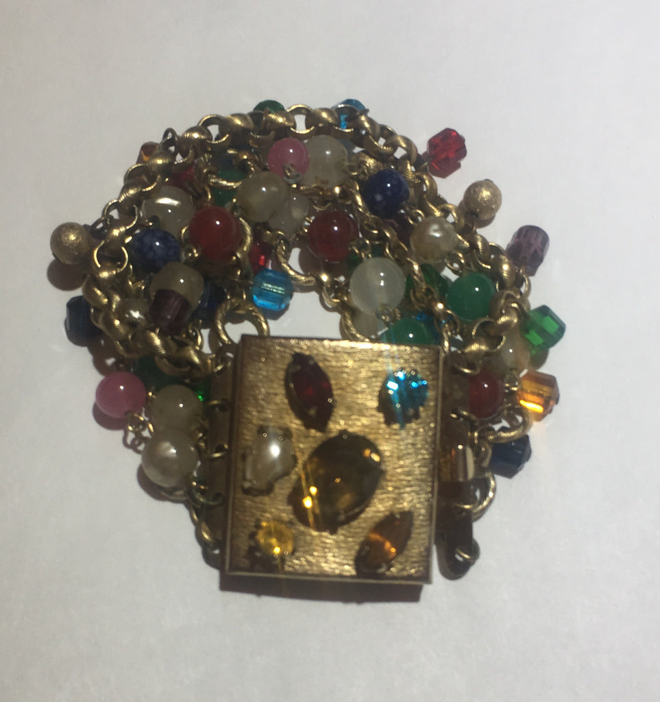 Vintage Czech beaded gold jeweled clasp Bracelet - Sugar NY