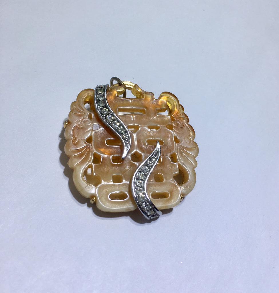 Vintage Kenneth Jay Lane Resin Crystal Pin Pendant - Sugar NY