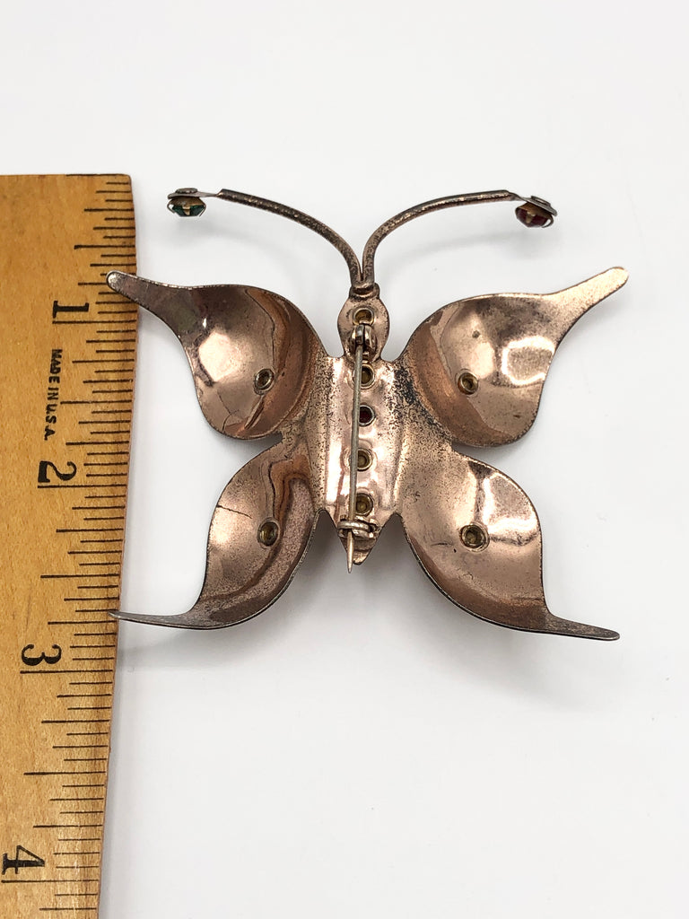 Vintage rhinestone butterfly brooch pin