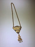 Vintage gold Buddha white beaded necklace - Sugar NY