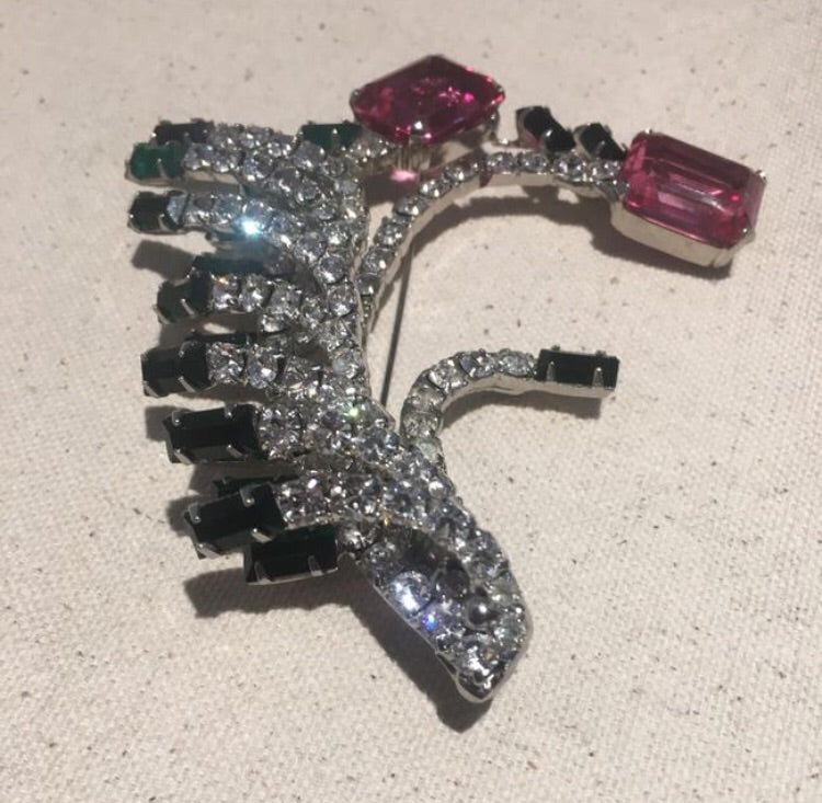 Vintage Robert Sorrell Runway Rhinestone Brooch Pin - Sugar NY