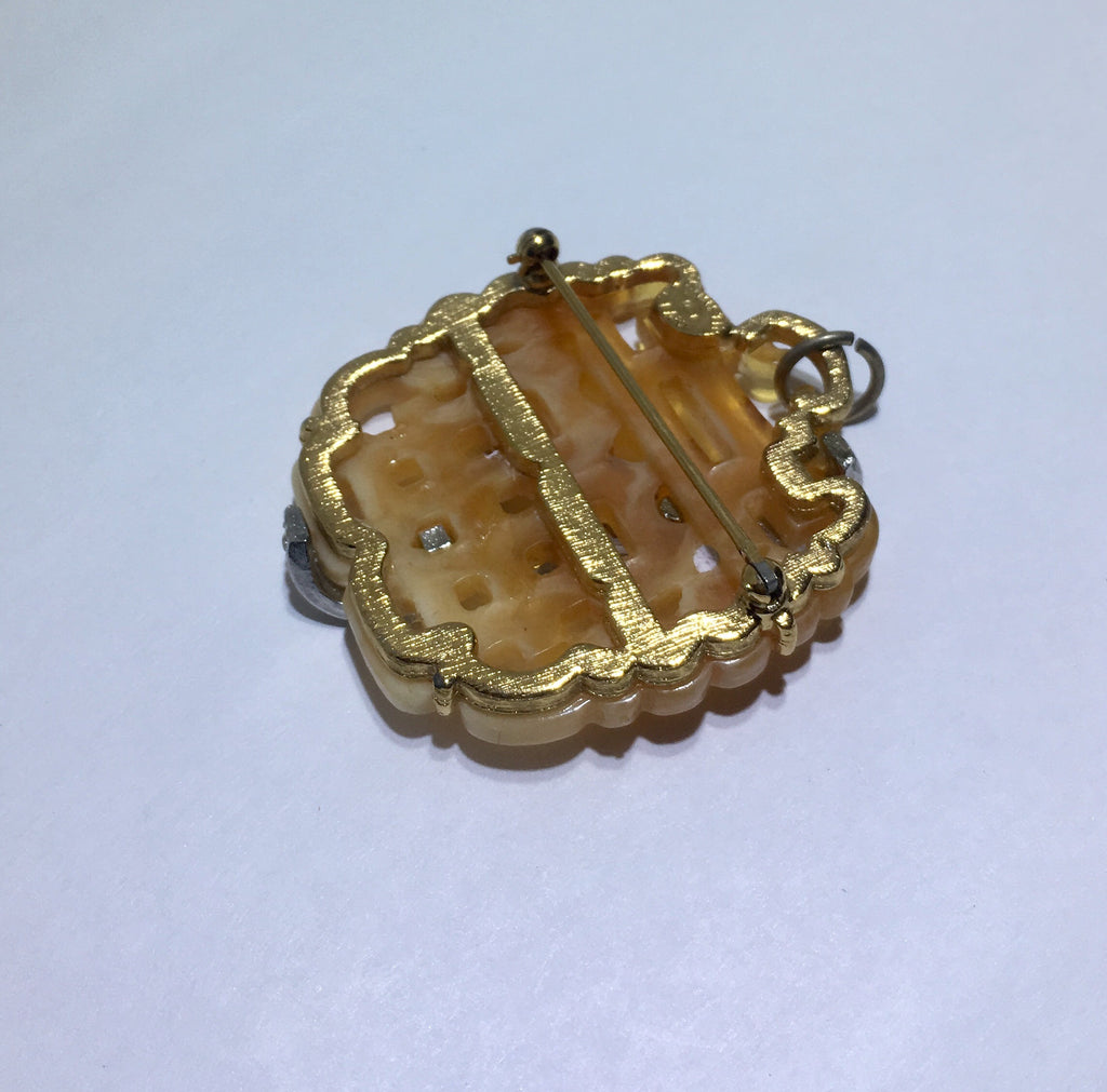 Vintage Kenneth Jay Lane Resin Crystal Pin Pendant - Sugar NY