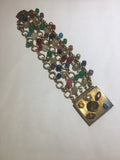 Vintage Czech beaded gold jeweled clasp Bracelet - Sugar NY