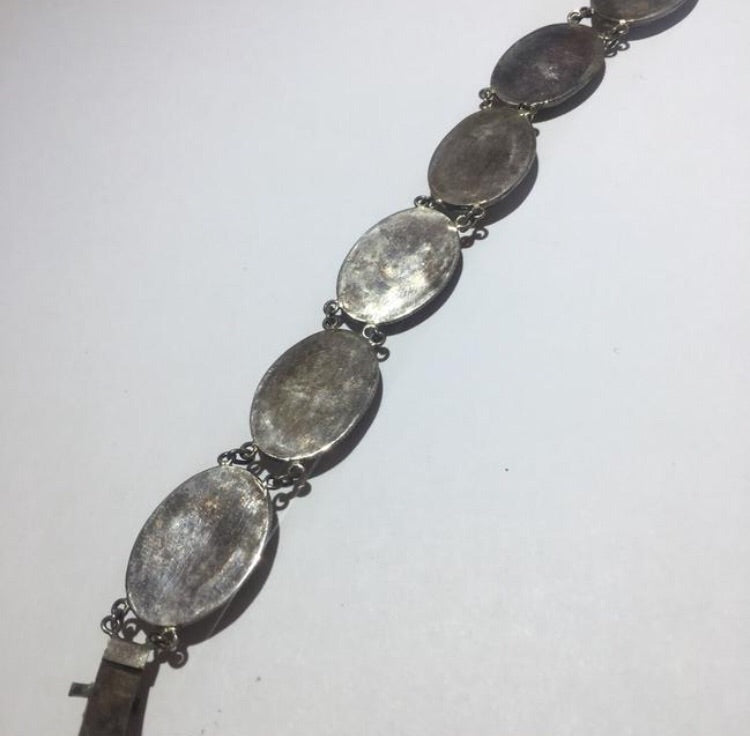 Vintage Sterling silver abalone shell oriental Bracelet - Sugar NY