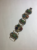Vintage colorful stone gold book chain bracelet - Sugar NY