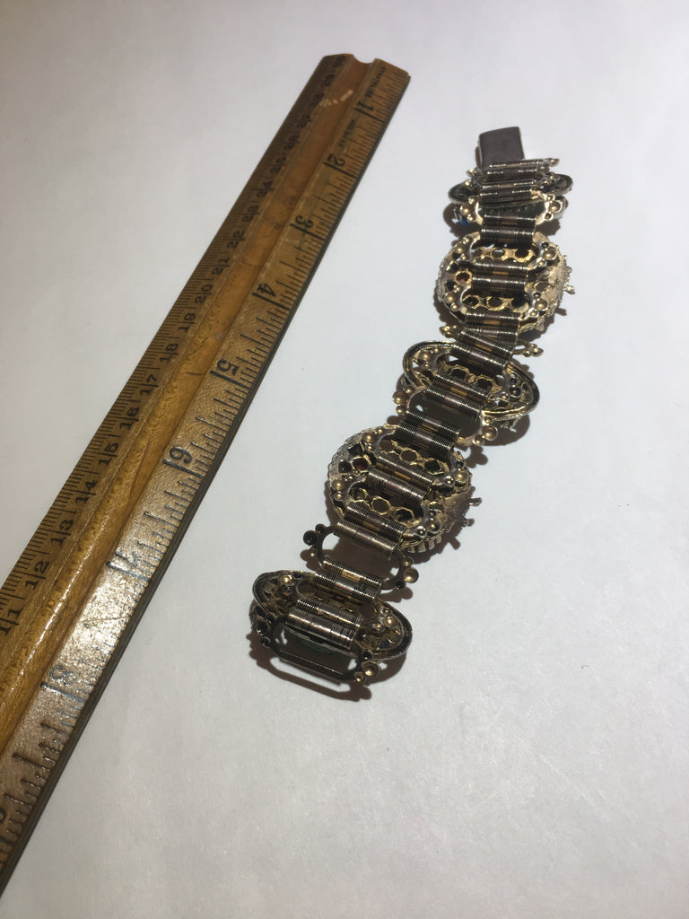 Vintage colorful stone gold book chain bracelet - Sugar NY