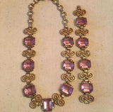 Vintage Art Deco Purple Crystal Necklace & Bracelet Set - Sugar NY