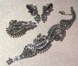 Vintage 1950s Rhinestone Bracelet Earrings & Brooch Set - Sugar NY
