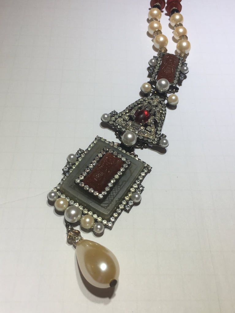 Vintage Lawrence VRBA Glass Art Deco pearl necklace - Sugar NY