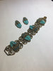 Vintage turquoise Thermoset pearl bead bracelet & earring set - Sugar NY