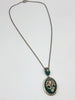 Czechoslovakia green glass Pearl leaf pendant vintage antique necklace