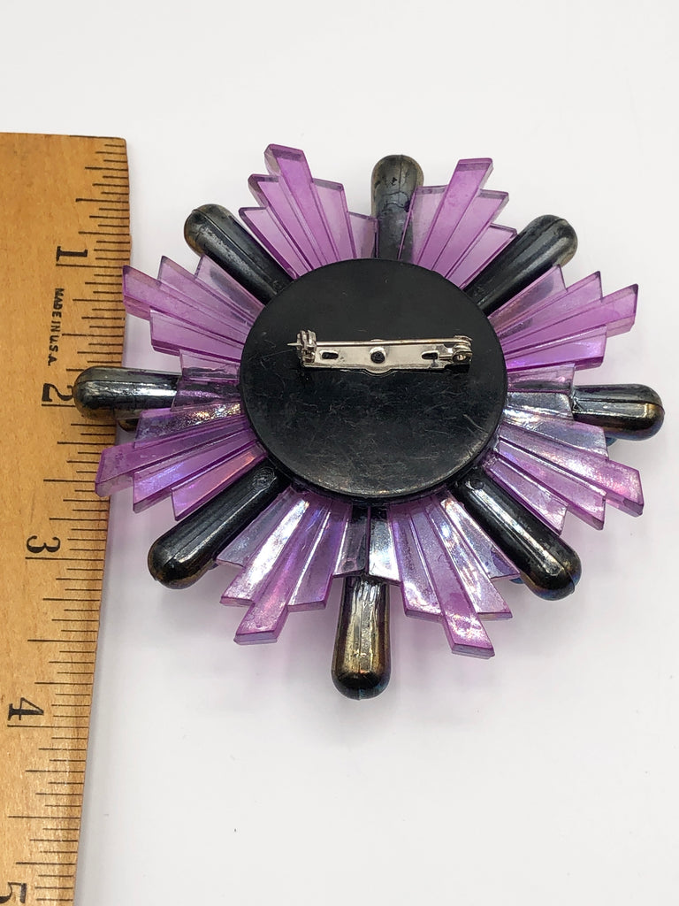 Vintage Large Lucite Flower Brooch Pin